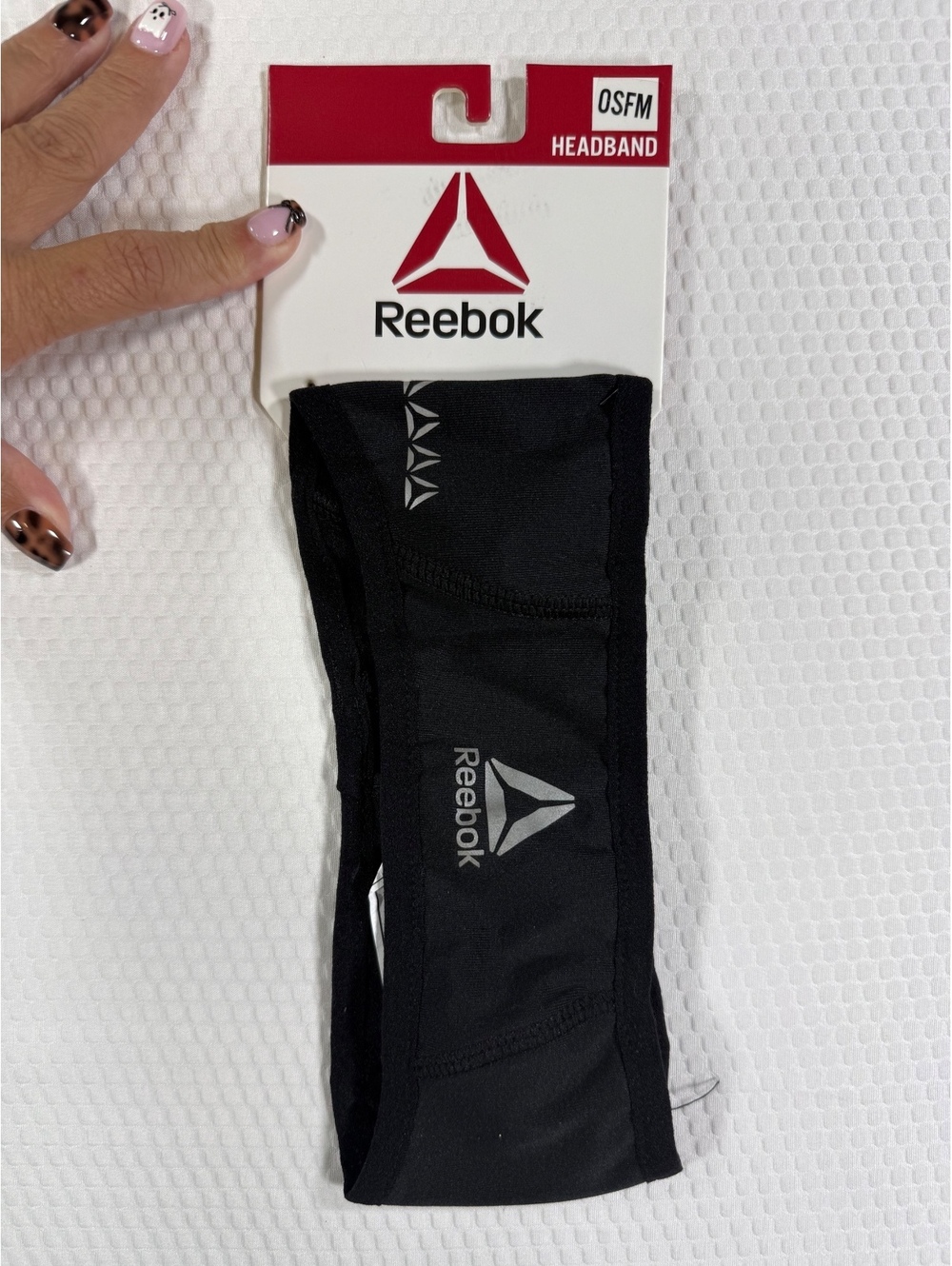 New Reebok Performance Headband Black OSFM Reflective Logo Running Workout